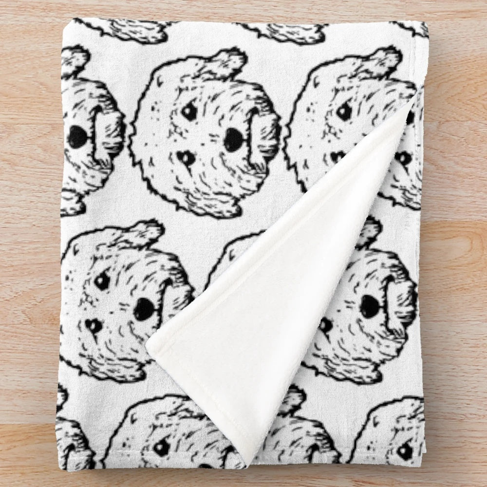 Soft and cuddly plush blanket featuring an adorable doodle dog design