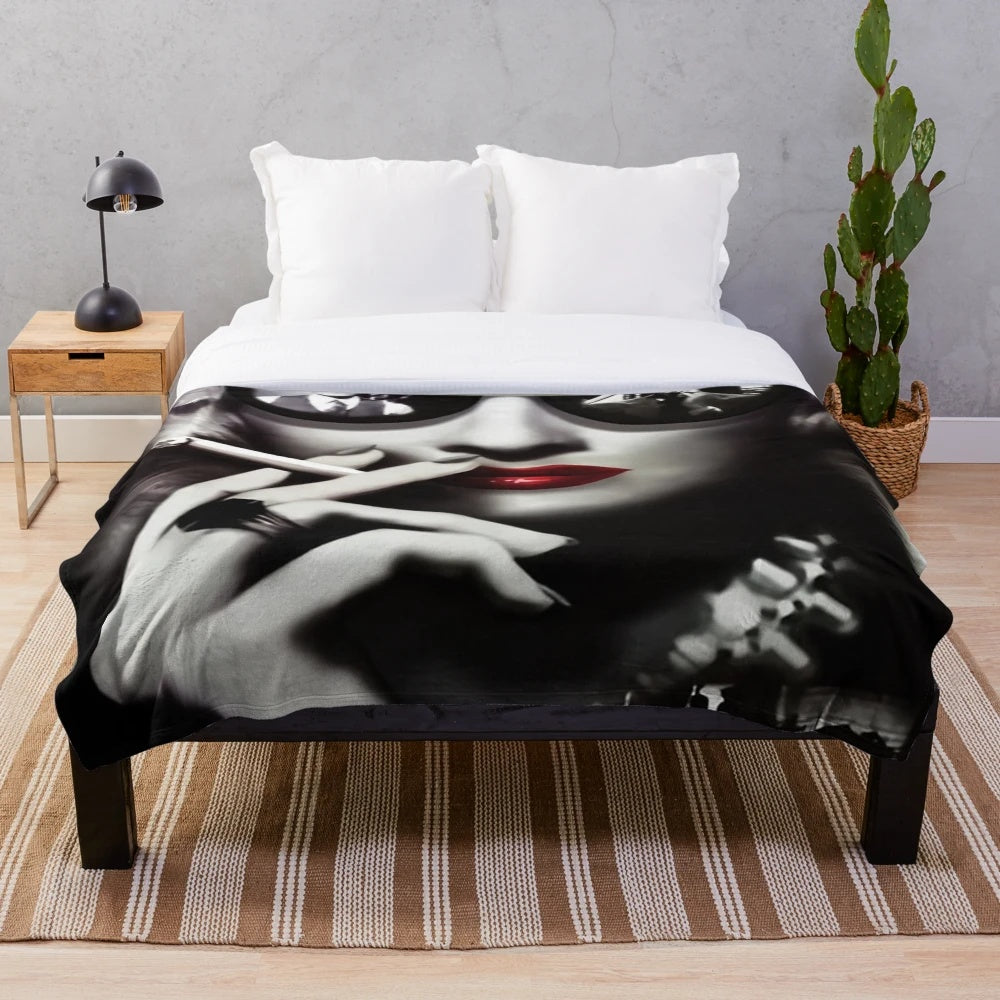 Double Indemnity plush blanket featuring classic film noir design