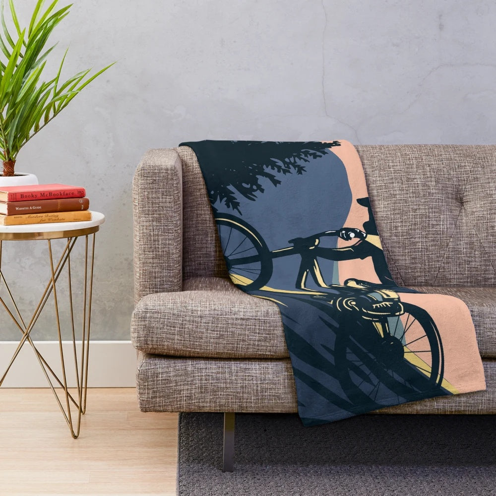 Downhill mountain biking plush blanket