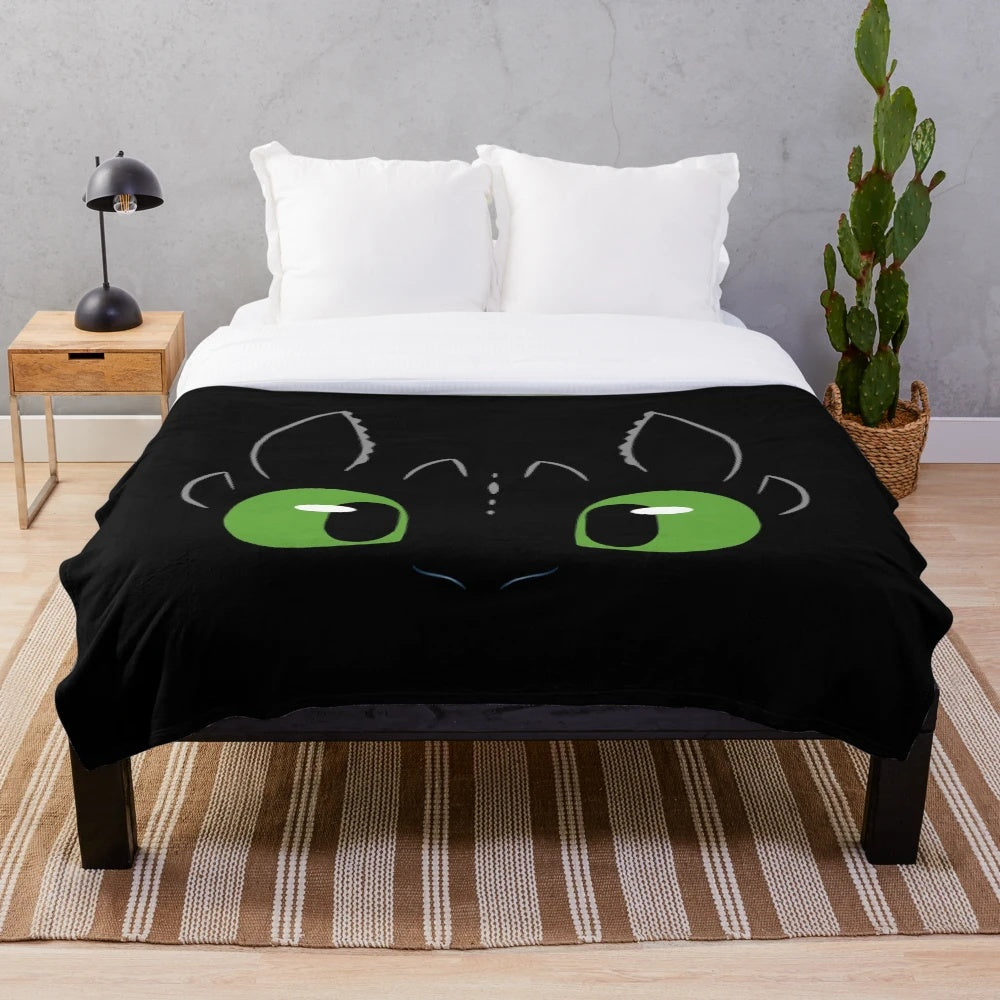 Soft, plush dragon-themed minimalist blanket with black and gray design