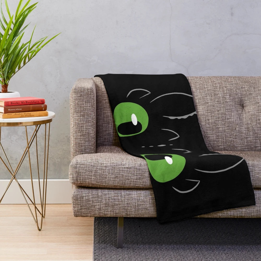 Soft, plush dragon-themed minimalist blanket with black and gray design