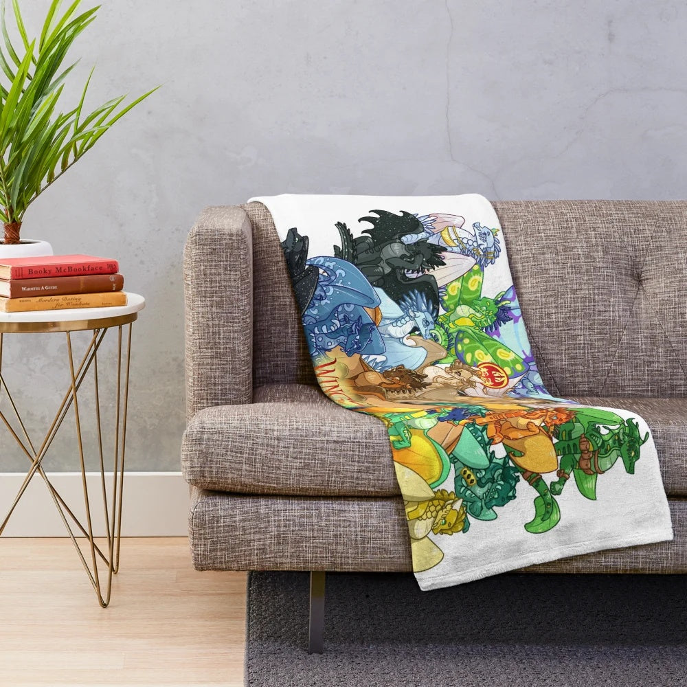 Wings of Fire inspired plush blanket with fantasy dragon design