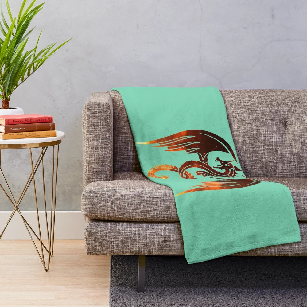 Cozy dragon plush blanket with mythical creature design