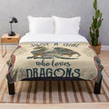 Cozy plush blanket featuring a detailed dragon design