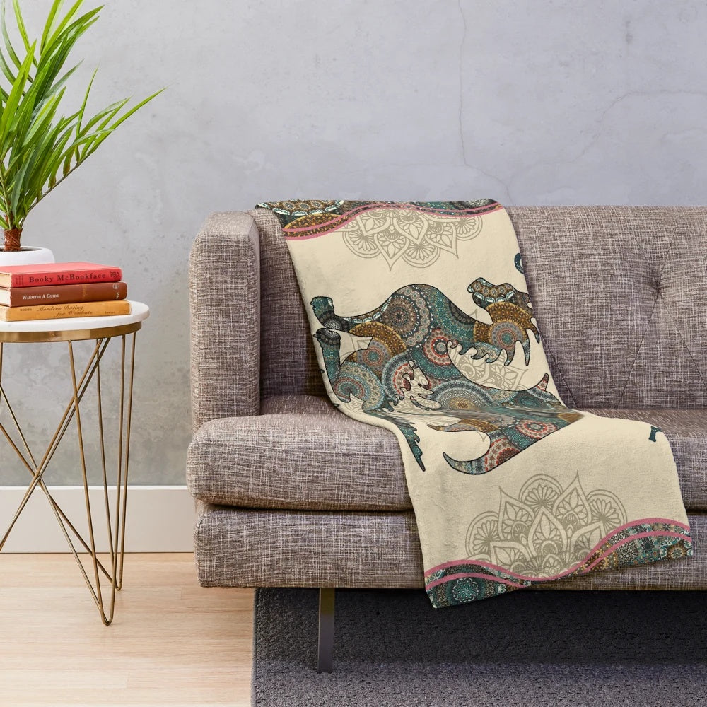 Cozy plush blanket featuring a detailed dragon design