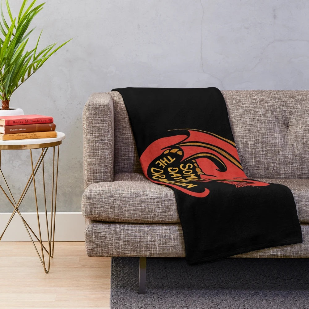 Red dragon plush blanket for fantasy and mythical creature lovers