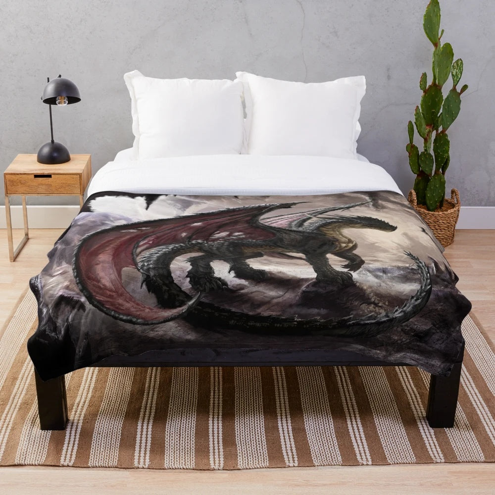 Dragon plush blanket with a mystical and fantasy design