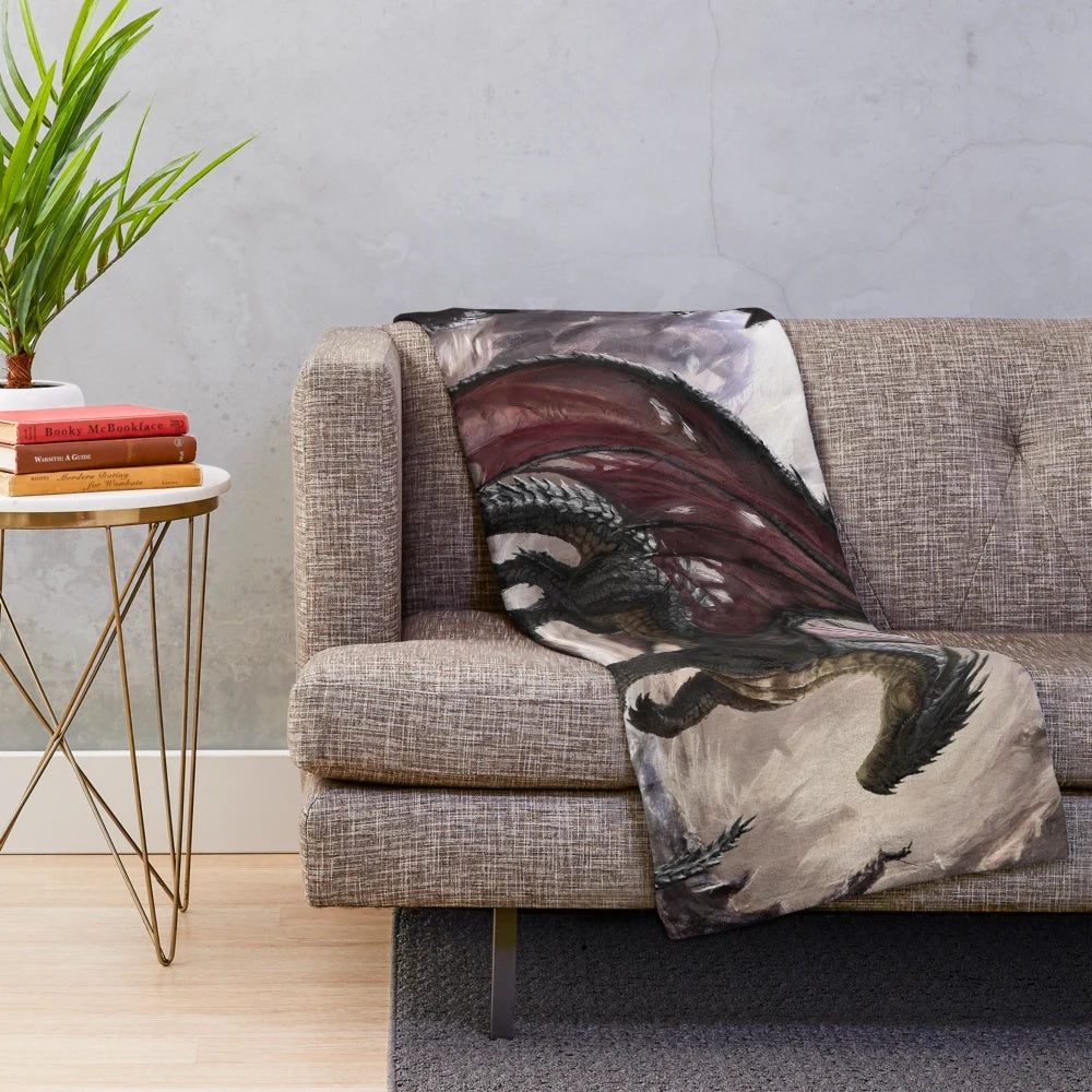 Dragon plush blanket with a mystical and fantasy design
