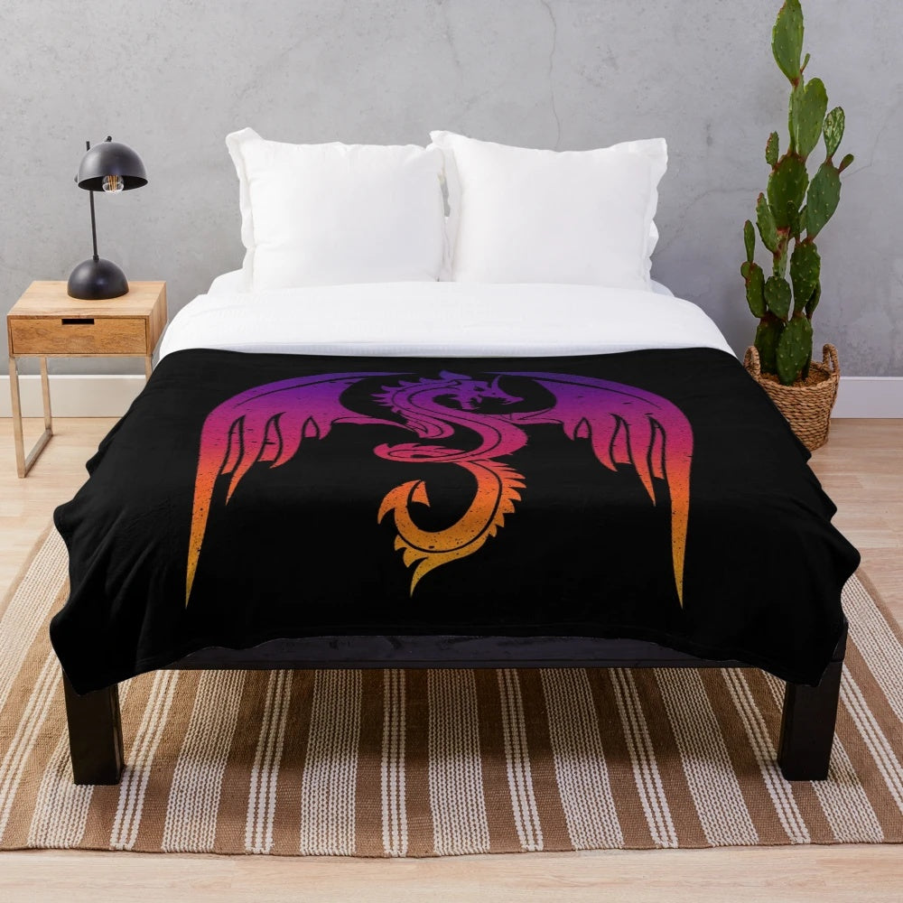 Soft, plush dragon-themed blanket for a cozy, fantasy-inspired bedroom