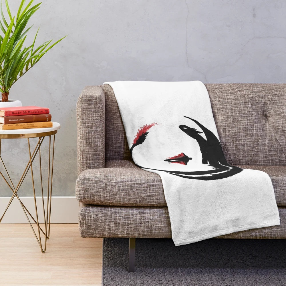 Dragon Rider inspired plush blanket with Toothless the Night Fury