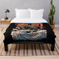 A plush blanket featuring a dragon sushi character in a kaiju-inspired style.