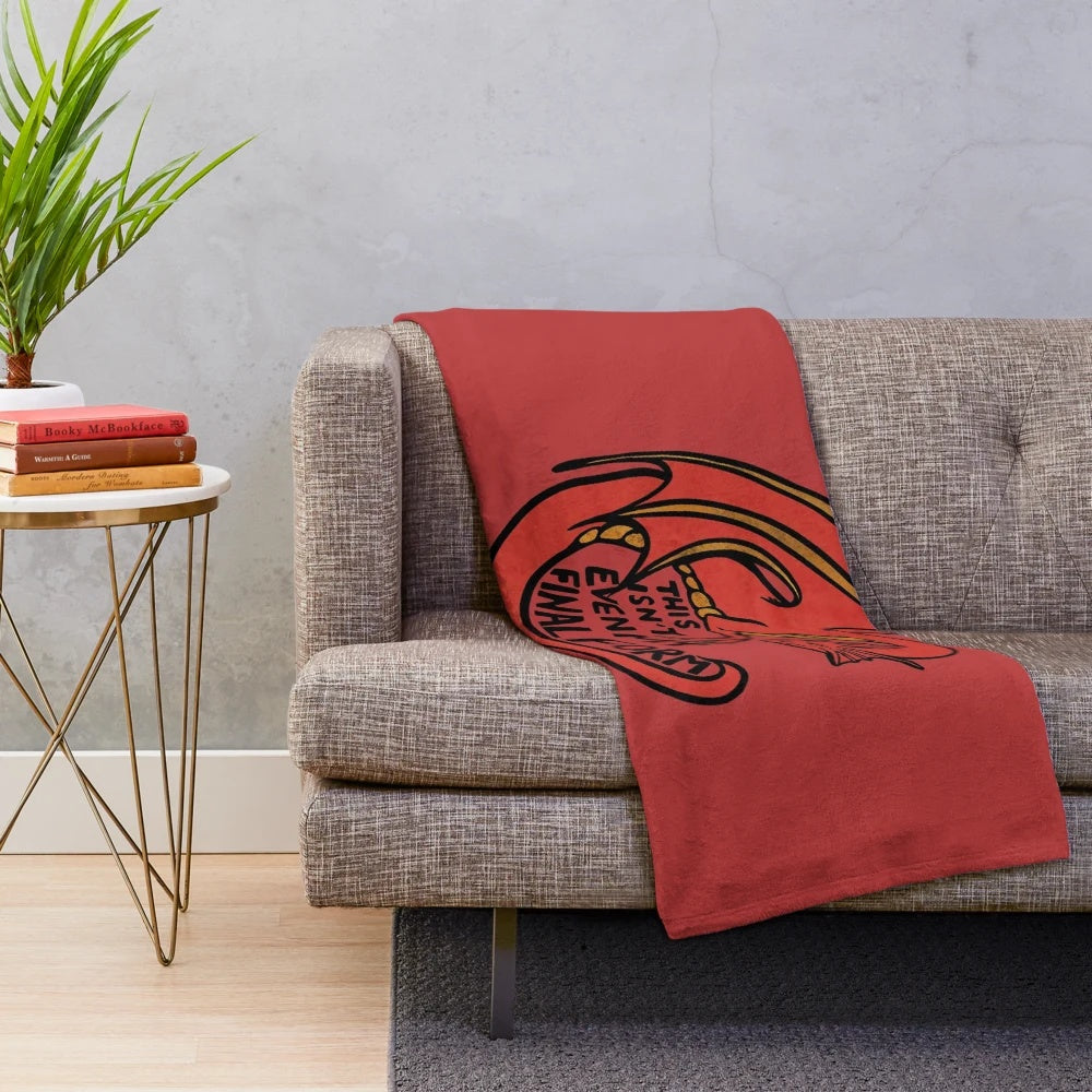 Cozy dragon-themed plush blanket with a "This isn't even my final form" design
