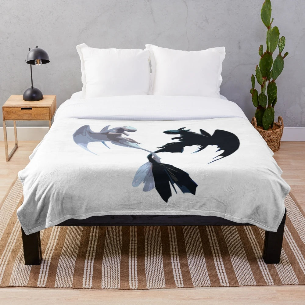 Toothless and Light Fury themed plush blanket