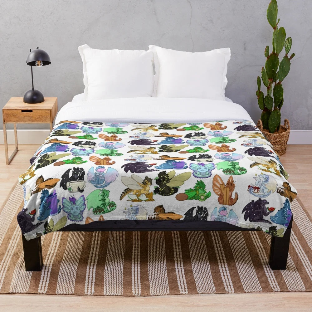 Soft and snuggly plush blanket featuring the beloved characters from the Wings of Fire book series