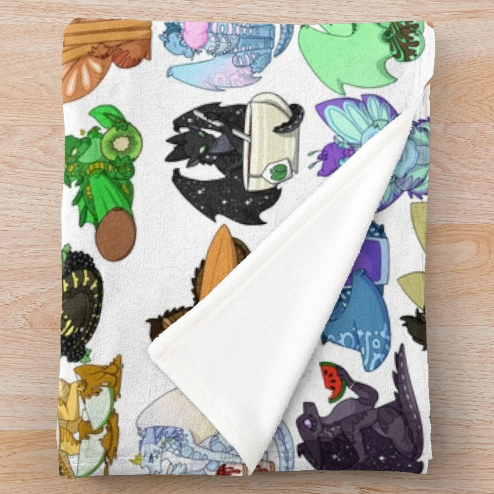 Soft and snuggly plush blanket featuring the beloved characters from the Wings of Fire book series