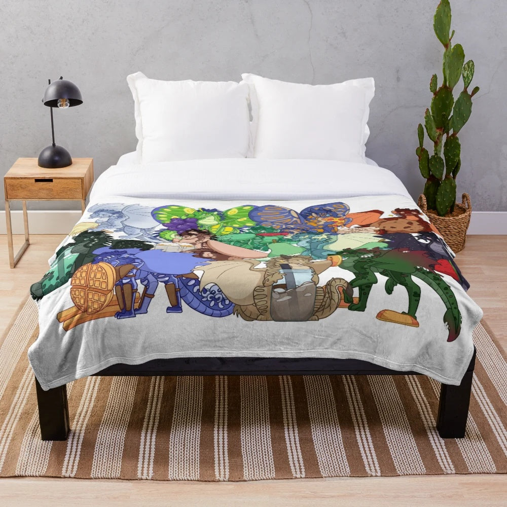 Plush blanket featuring dragon artwork inspired by the Wings of Fire book series