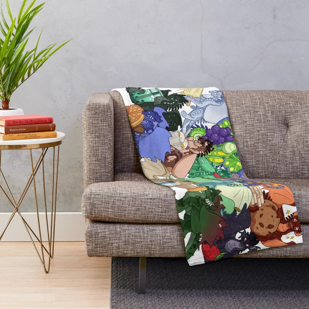 Plush blanket featuring dragon artwork inspired by the Wings of Fire book series