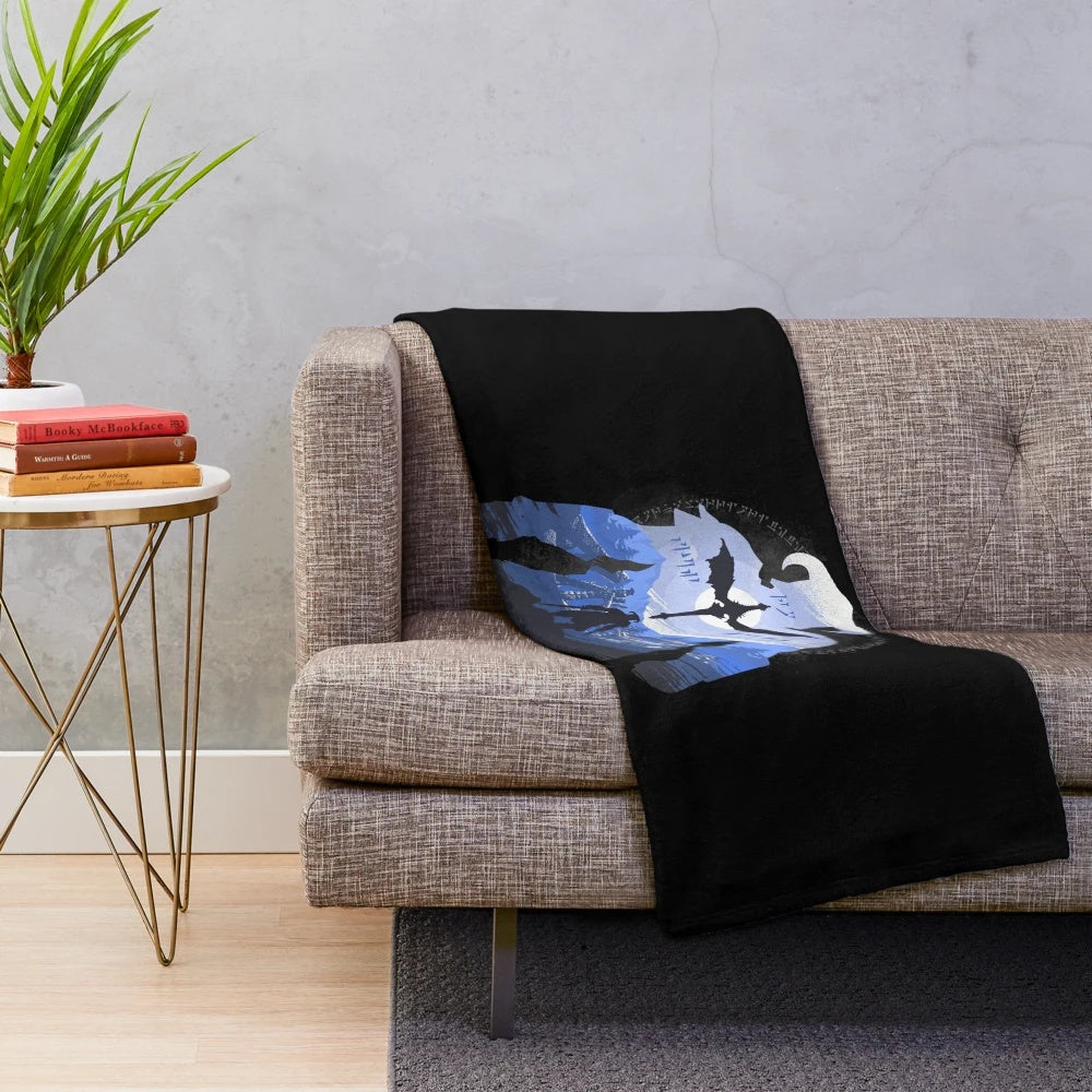 Plush blanket featuring the iconic Dragonborn from Skyrim