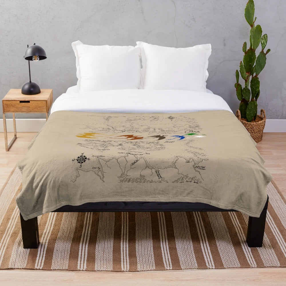 Dragonriders of Pern inspired plush blanket with beige background