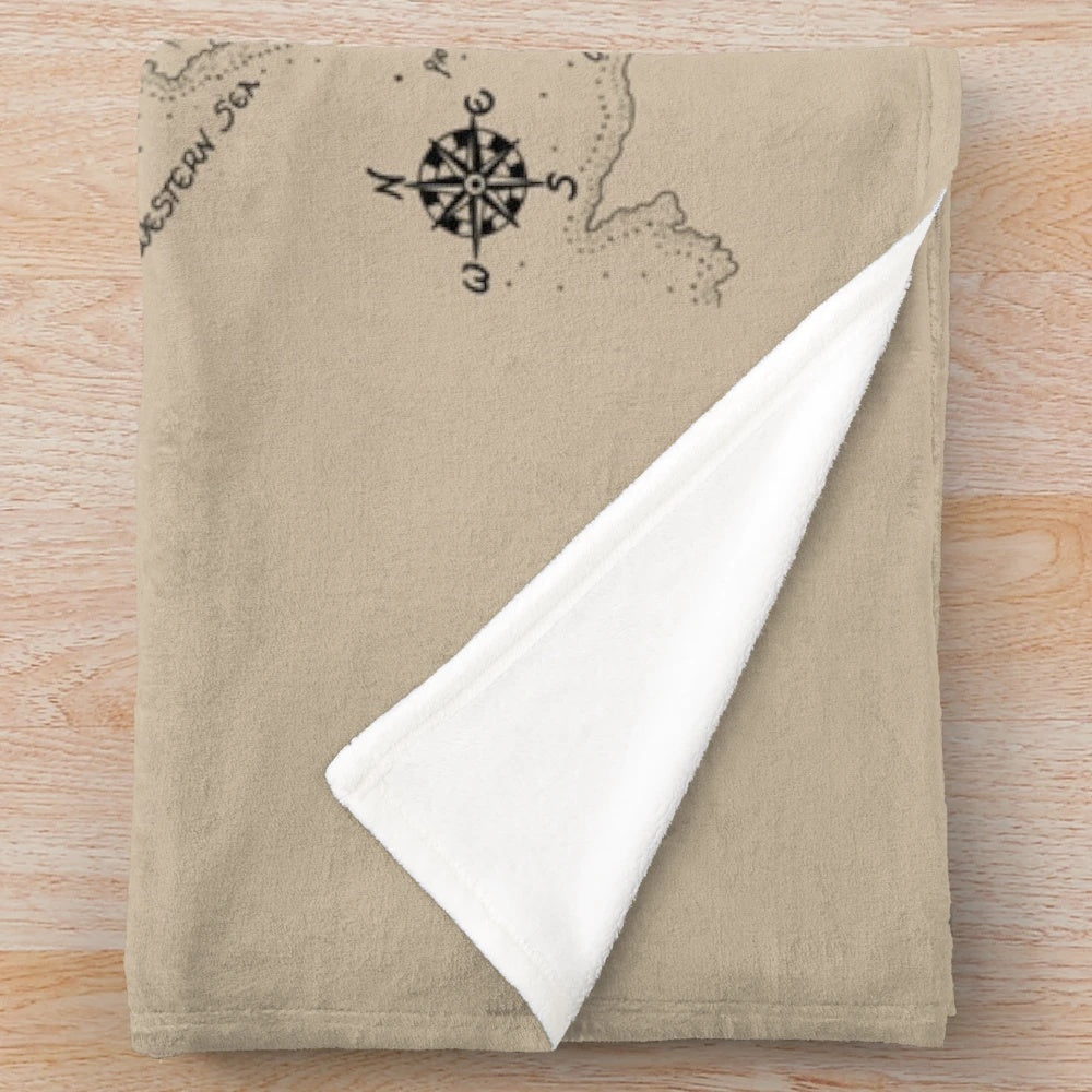 Dragonriders of Pern inspired plush blanket with beige background