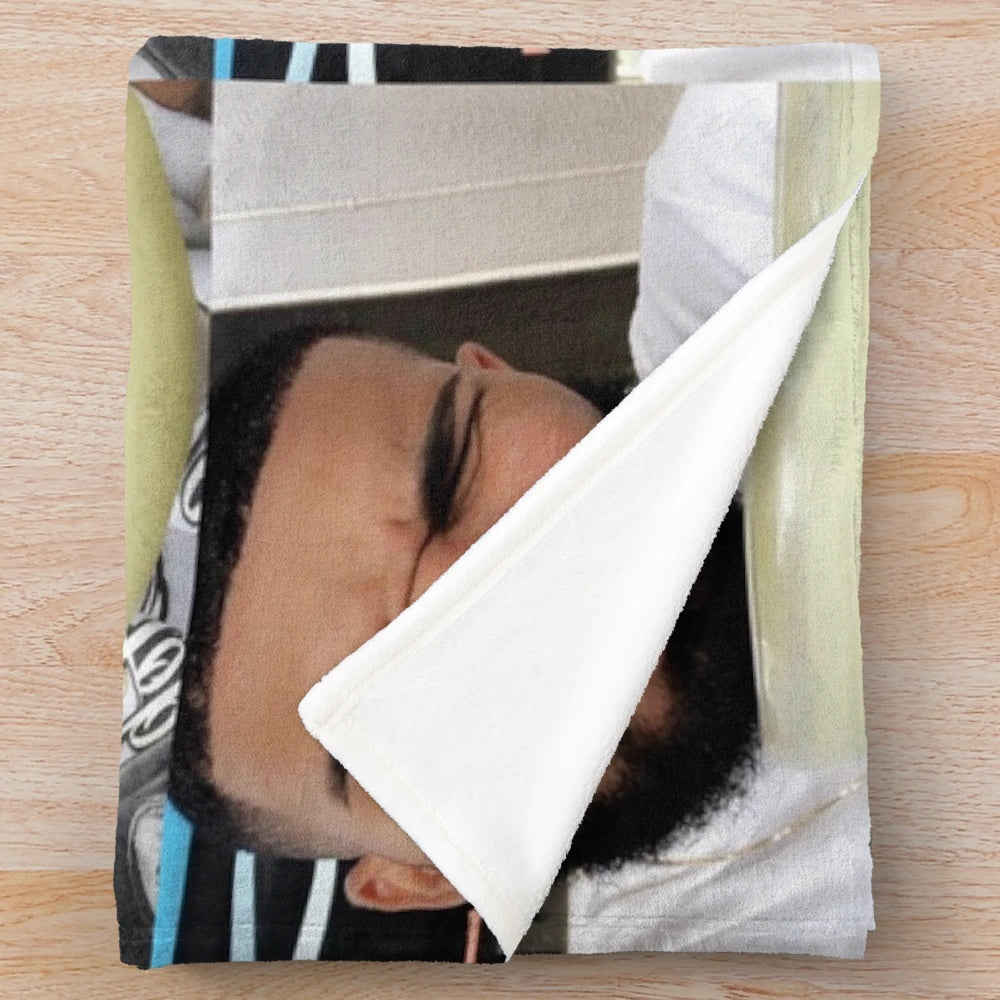 Drake-inspired plush blanket with focus on the artist's name and music