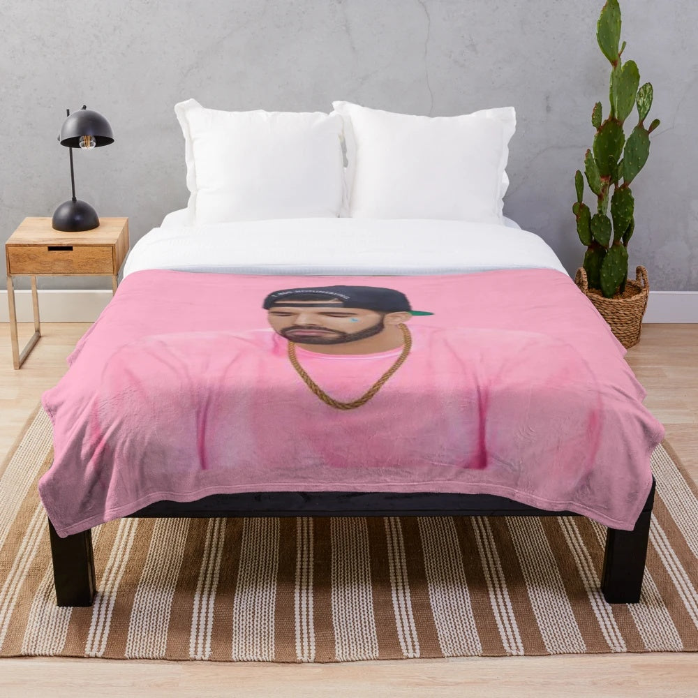 Drake-inspired plush blanket with soft, comfortable design