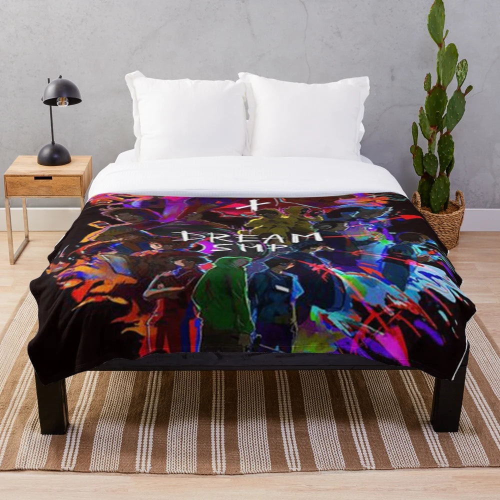 Dream SMP-inspired black anime plush blanket