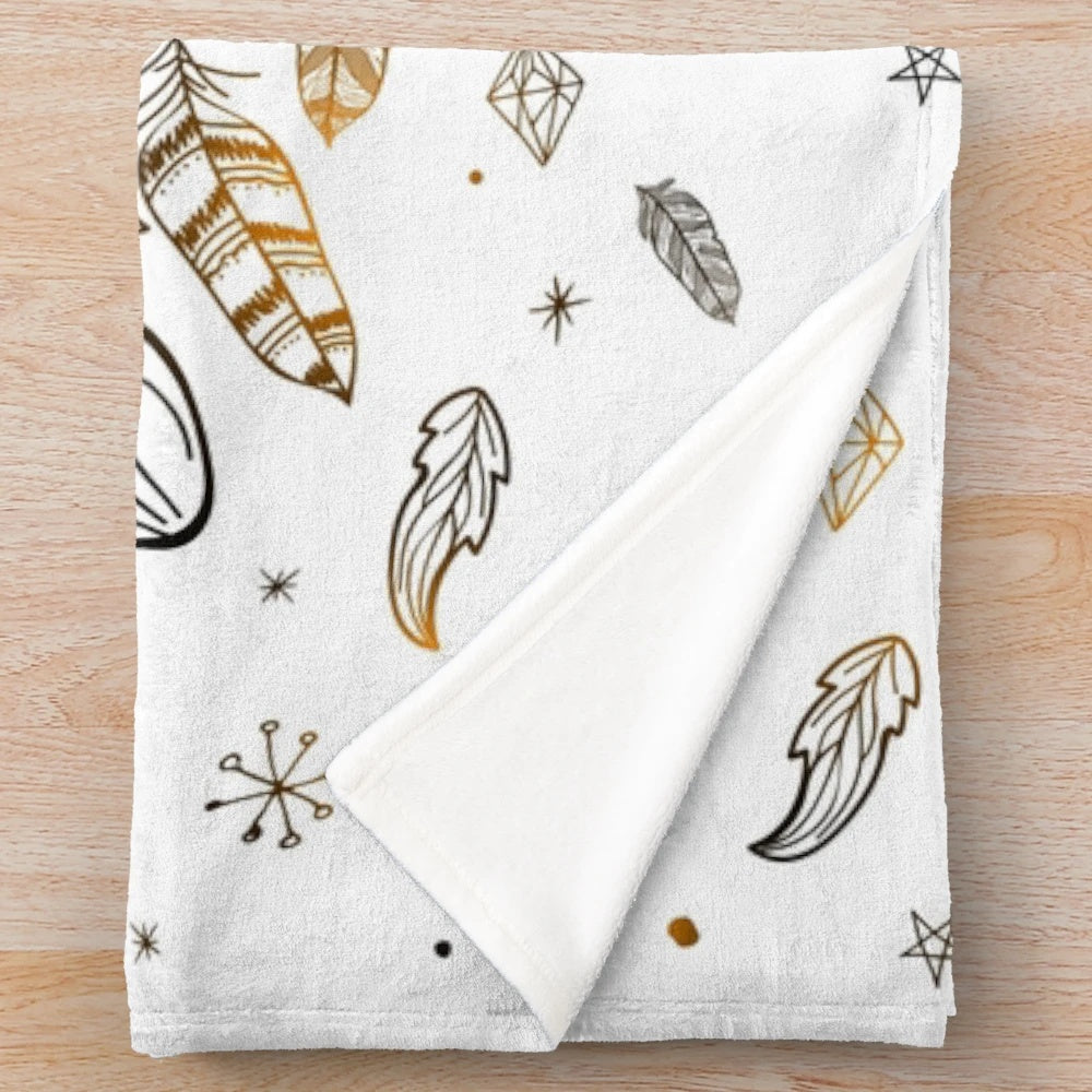 Cozy plush blanket featuring a dreamcatcher design with stars and feathers