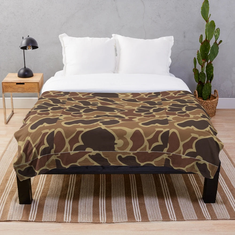 Duck camo plush blanket for outdoor enthusiasts