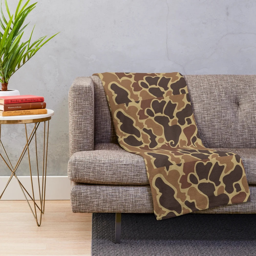 Duck camo plush blanket for outdoor enthusiasts