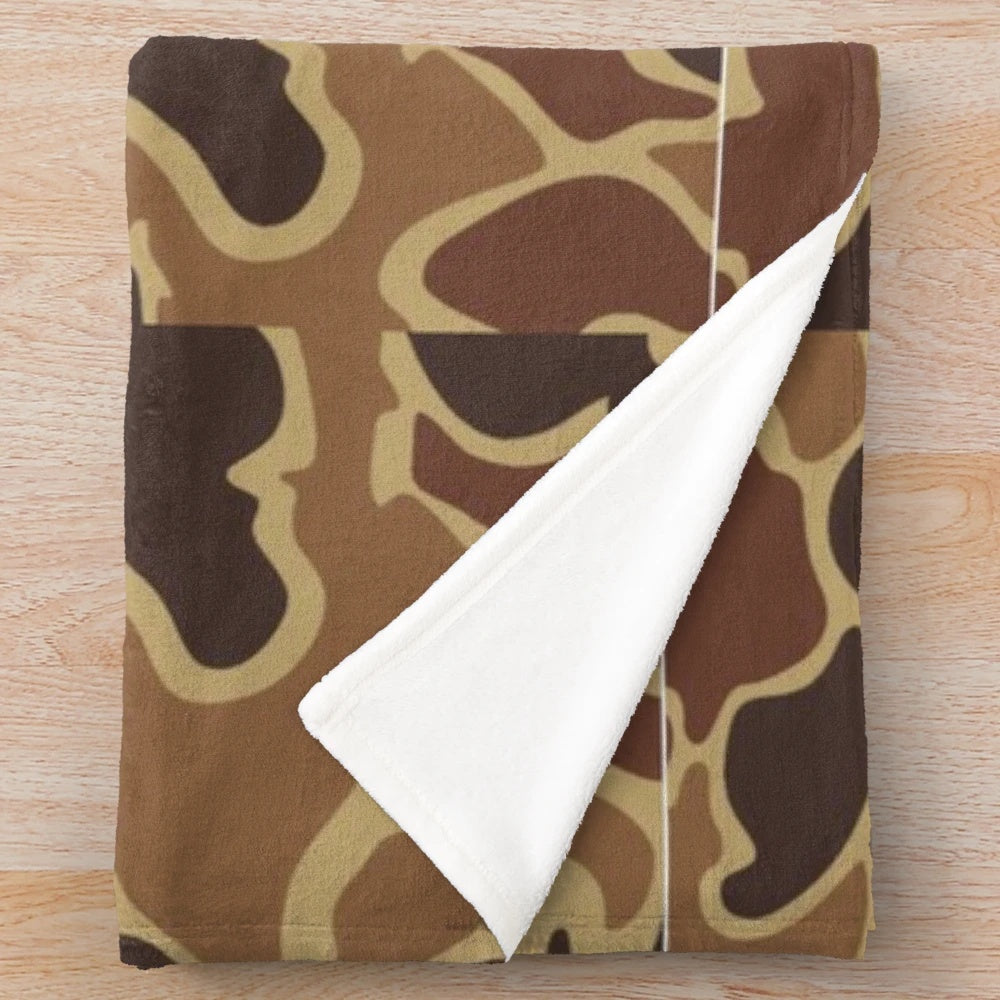 Duck camo plush blanket for outdoor enthusiasts