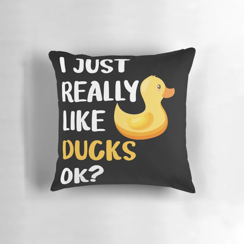 Plush duck-themed pillow with a charming and humorous design