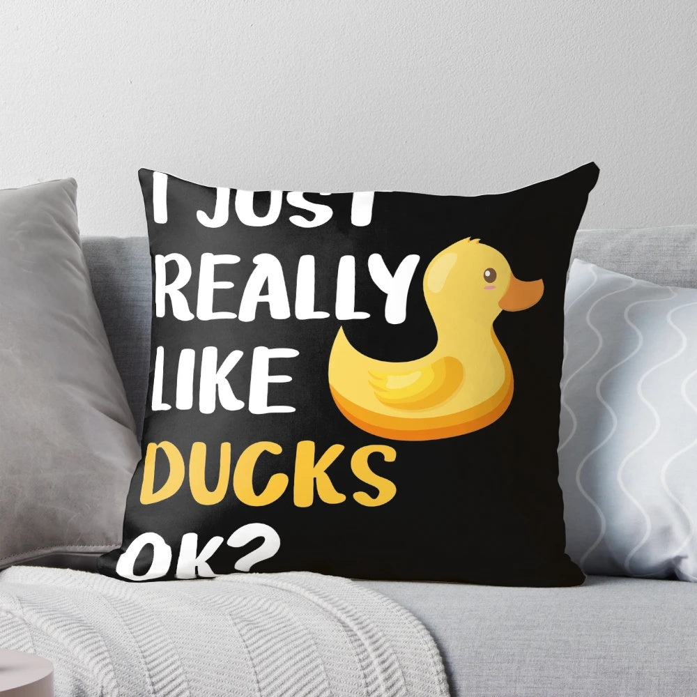 Plush duck-themed pillow with a charming and humorous design