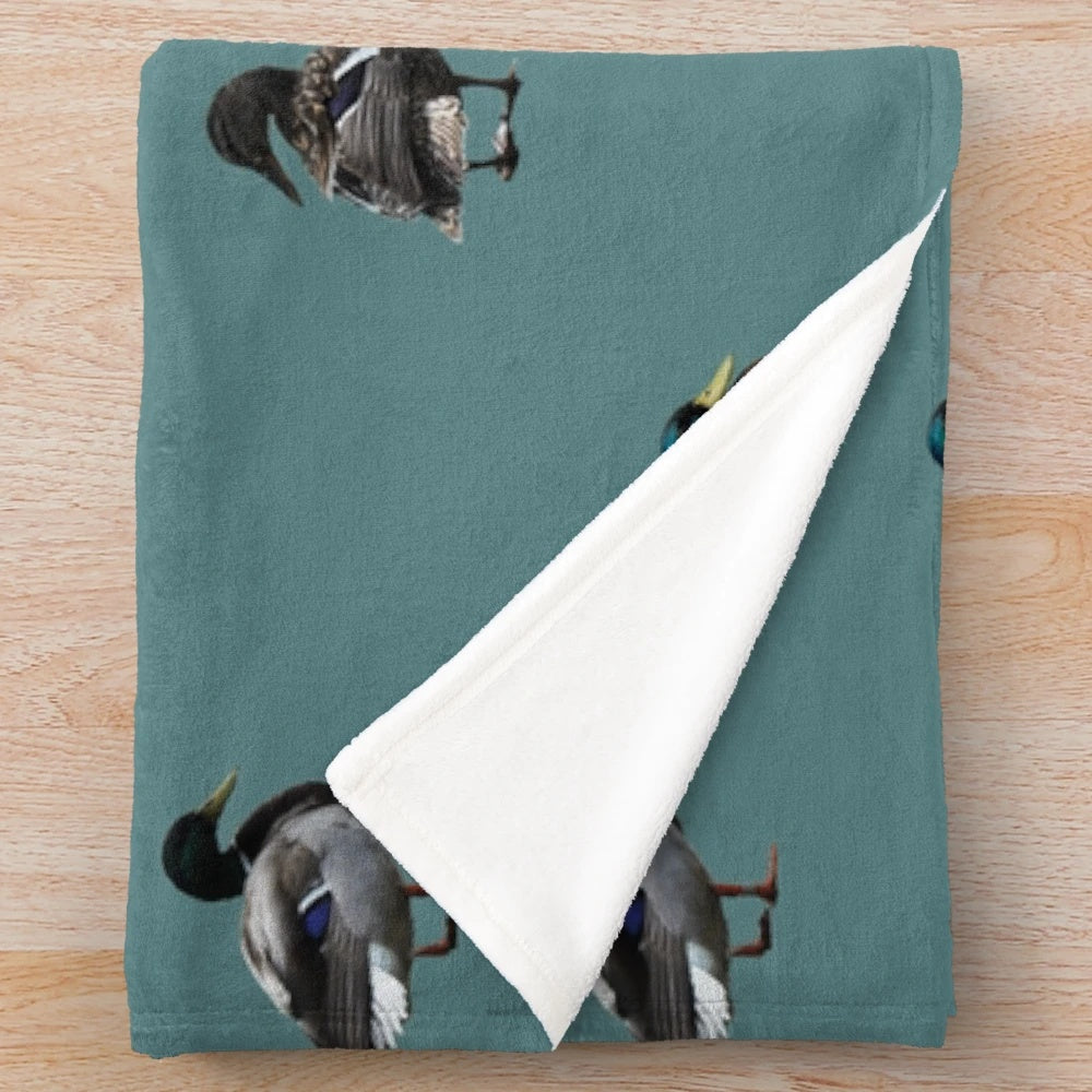 Mallard duck pattern print plush blanket