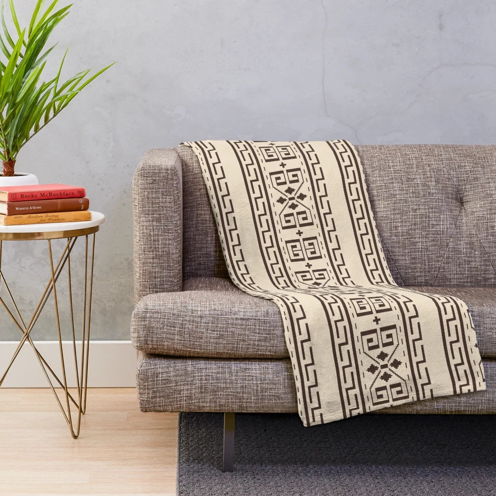 Plush blanket with a Big Lebowski-inspired cardigan print design