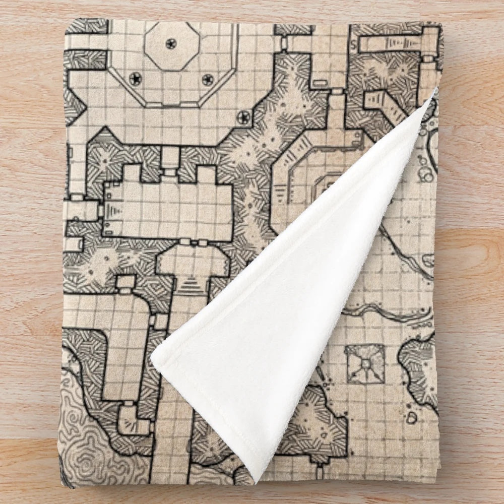 The Winter Tombs dungeon complex plush blanket for fantasy tabletop RPG fans