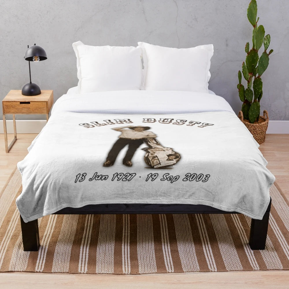 Dusty guitar plush blanket featuring Australian music legend Slim Dusty