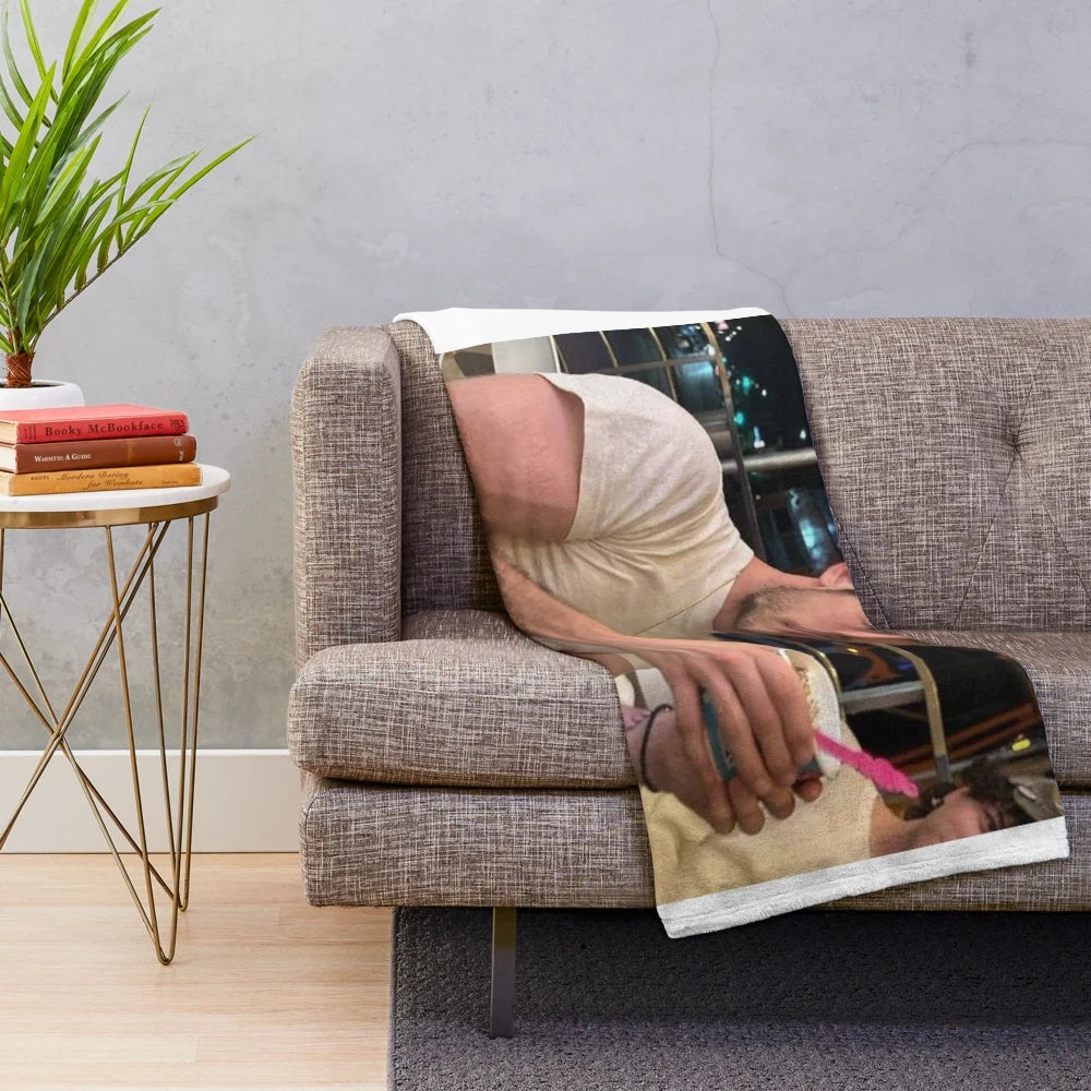 Dylan Minnette-inspired plush blanket with strong man design