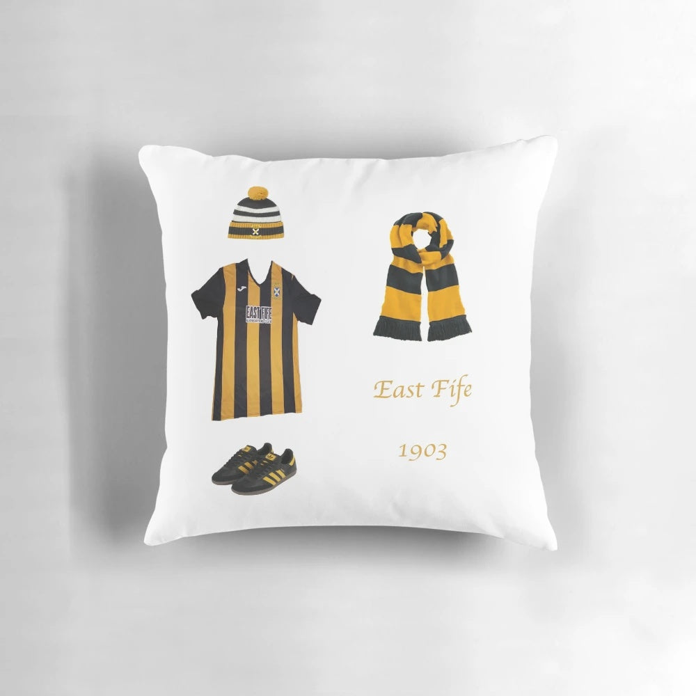 East Fife FC football club pillow featuring the team's logo and colors