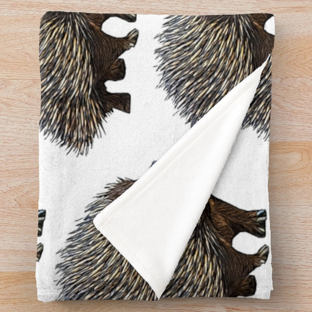 Soft and cuddly echidna plush blanket with detailed spiny design