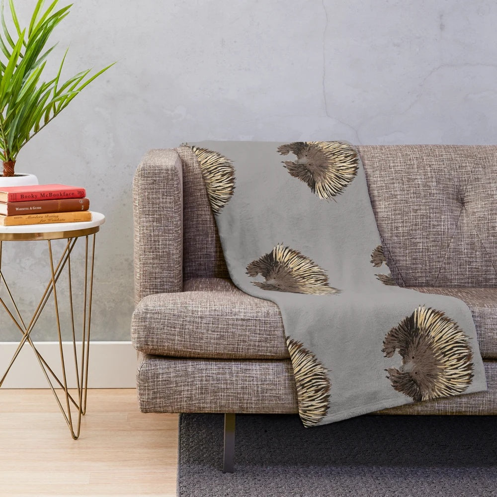 Echidna plush blanket featuring Australian cartoon animals