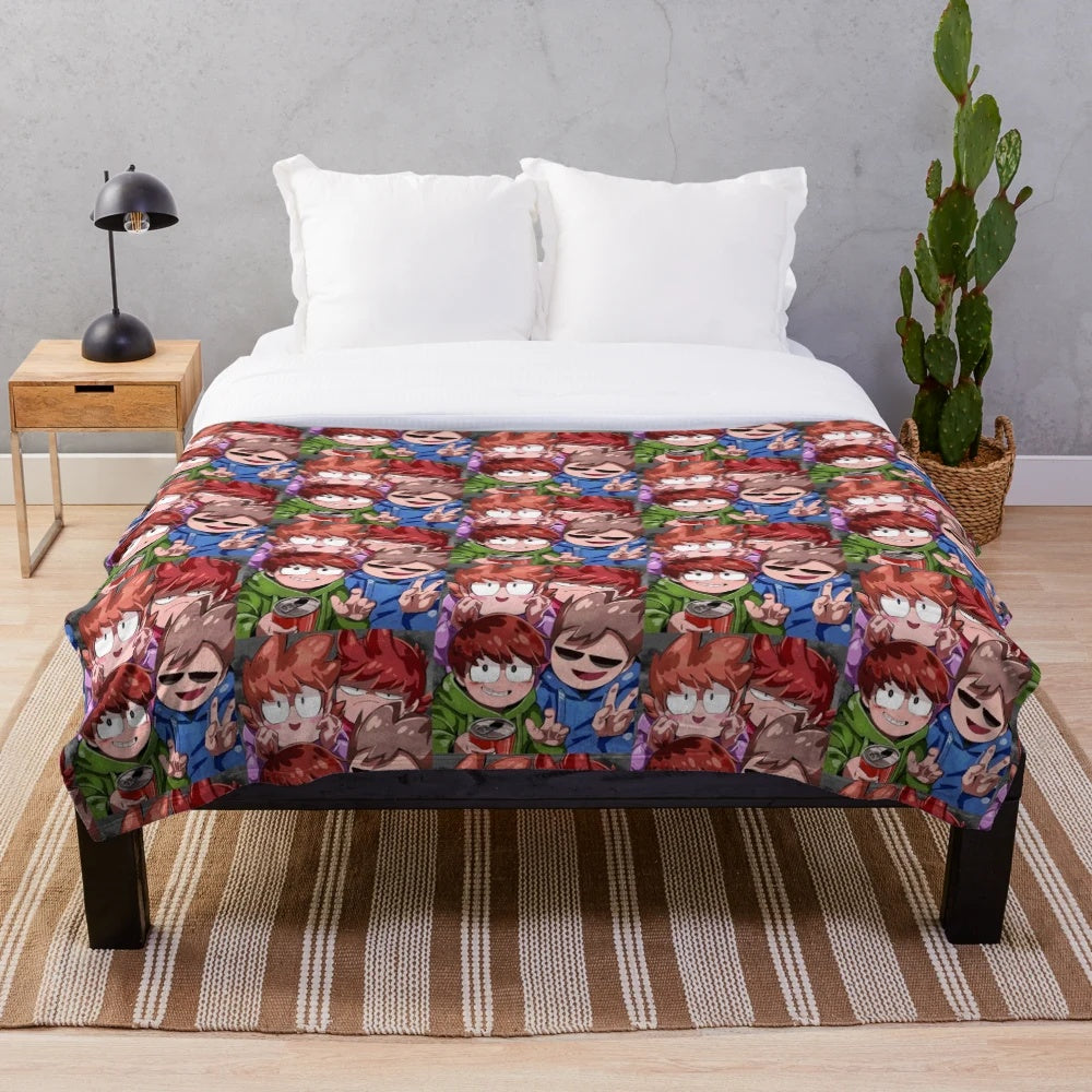 Eddsworld-inspired plush blanket featuring the show's beloved characters