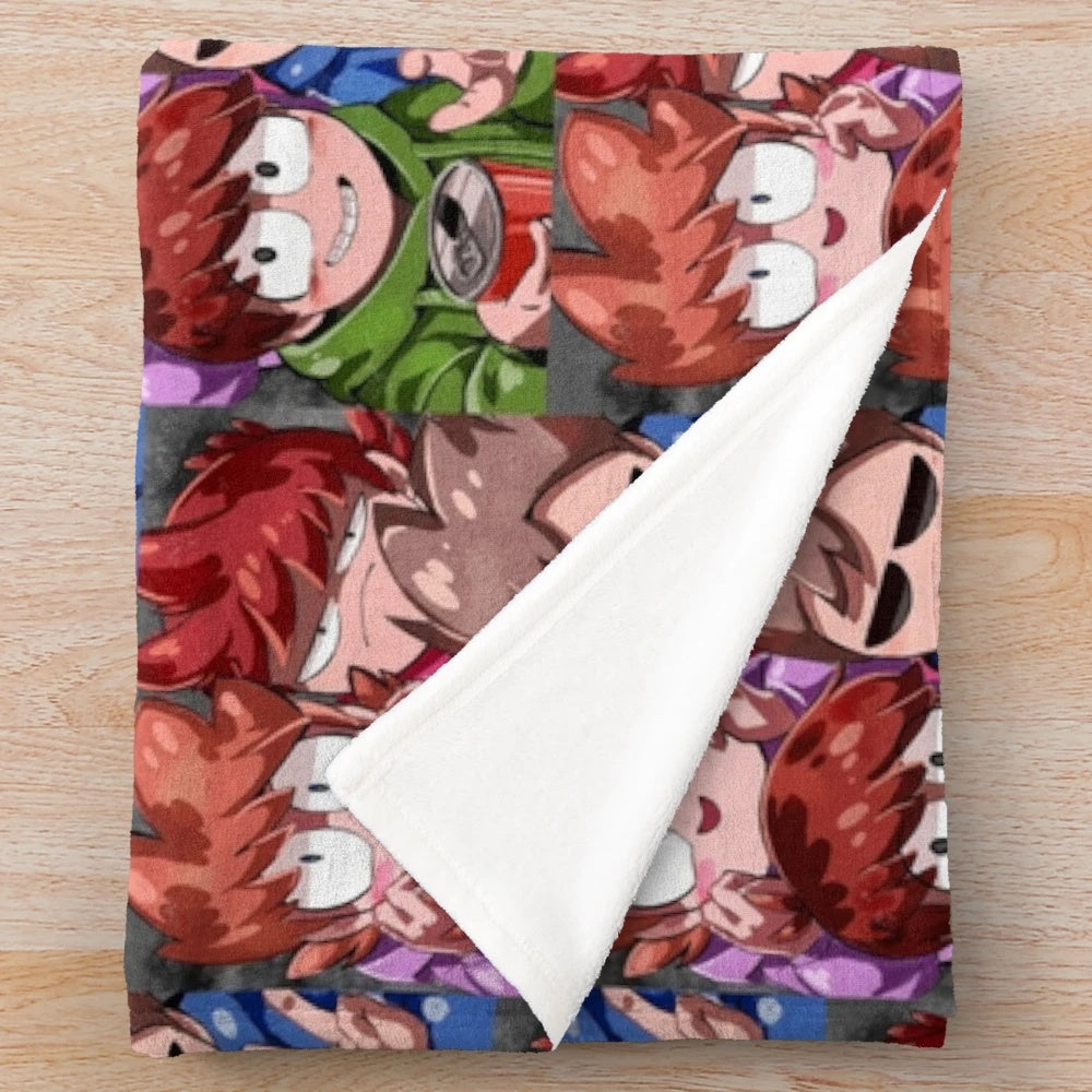 Eddsworld-inspired plush blanket featuring the show's beloved characters