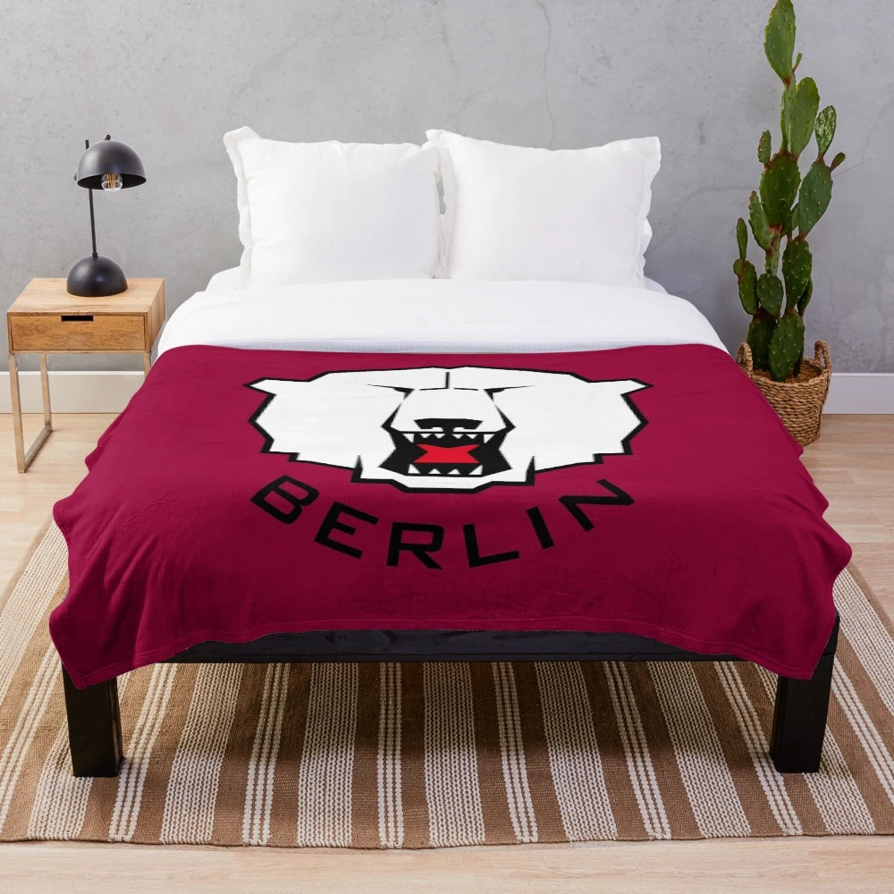 Eisbären Berlin #003366 Plush Blanket featuring the team's logo and colors