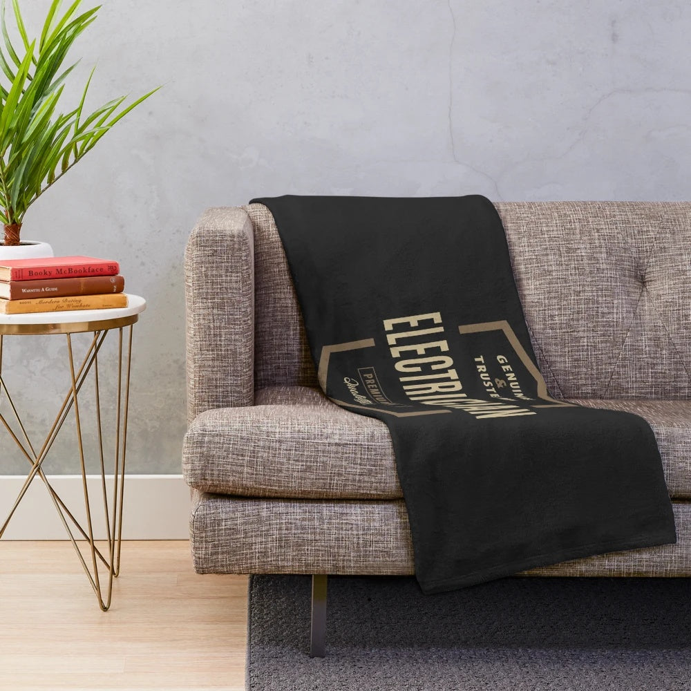 Electrician plush blanket featuring an electrician-themed design