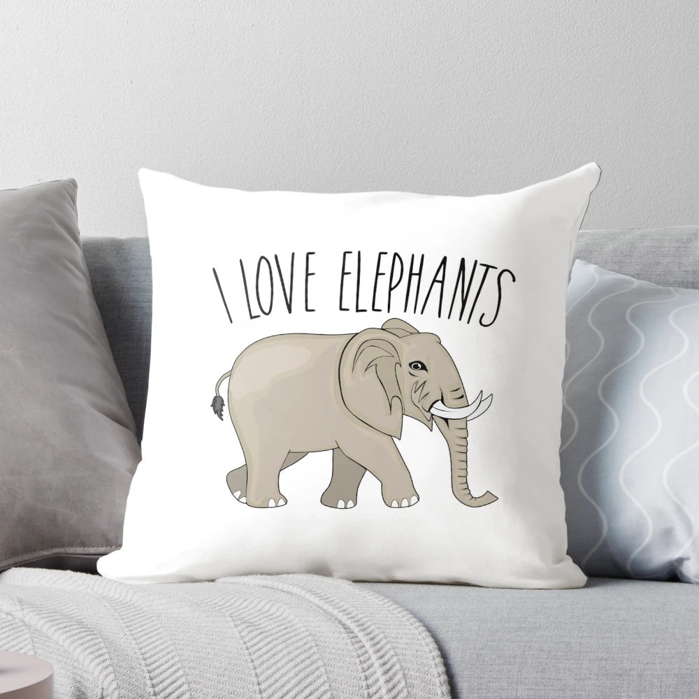 Soft, plush pillow featuring a vibrant elephant design, perfect for adding a touch of wildlife to any space.