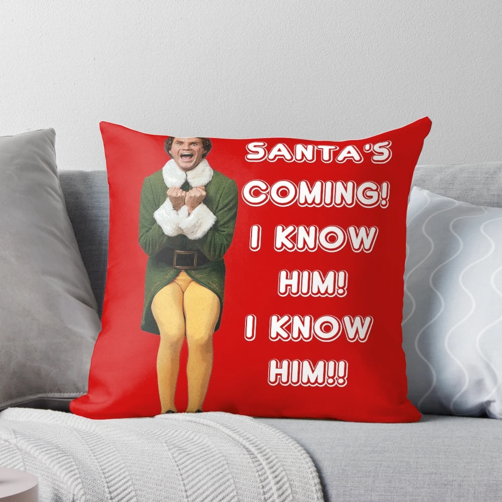 Vibrant Christmas pillow featuring Buddy the Elf character from the classic film "Elf"