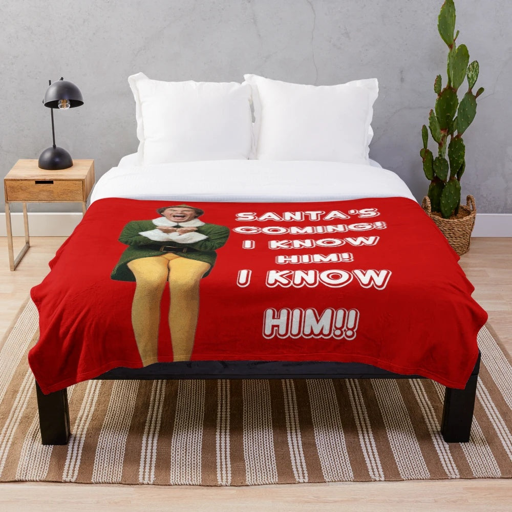 Elf the Movie inspired Christmas plush blanket featuring Buddy the Elf