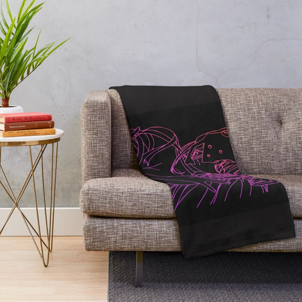 Elfen Lied inspired plush blanket with abstract purple and color design