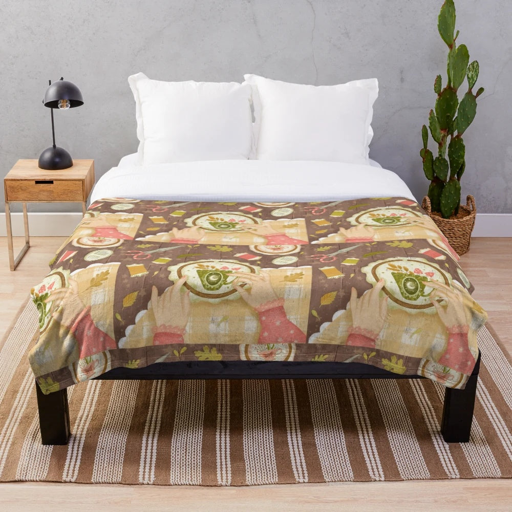 Embroidered plush blanket for embroidery lovers